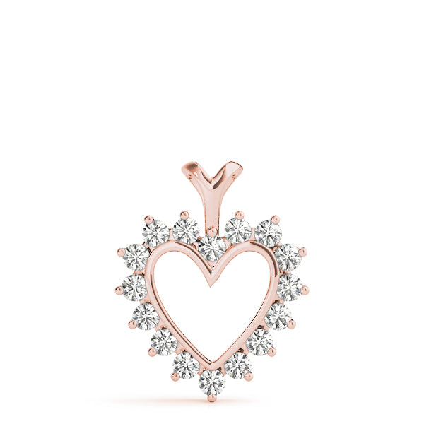 Rose gold Heart-Shaped Diamond Halo Pendant with Round Brilliant Prong Setting