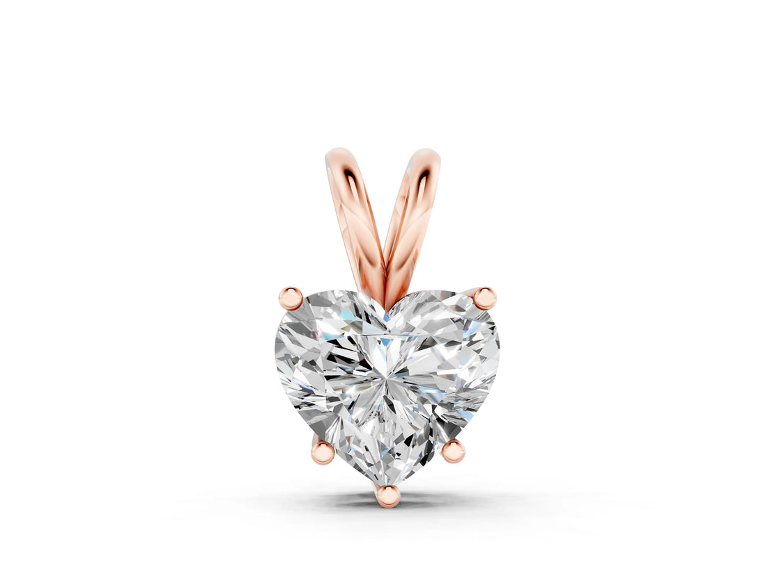 Rose gold Heart-Shaped Diamond Solitaire Pendant with Four-Prong Setting_29