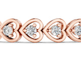Rose gold Heart-Shaped Diamond Tennis Bracelet with Channel Setting and Prong Set Stones_3