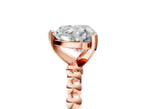 Rose gold Heart Solitaire Beaded Band Prong Setting Ring 5