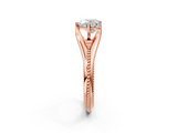 Rose gold Heart Solitaire Beaded Band Six-Prong Setting_10
