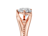 Rose gold Heart Solitaire Beaded Band Six-Prong Setting_13