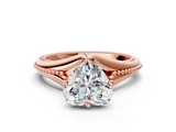Rose gold Heart Solitaire Beaded Band Six-Prong Setting_8