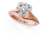 Rose gold Heart Solitaire Beaded Band Six-Prong Setting_9