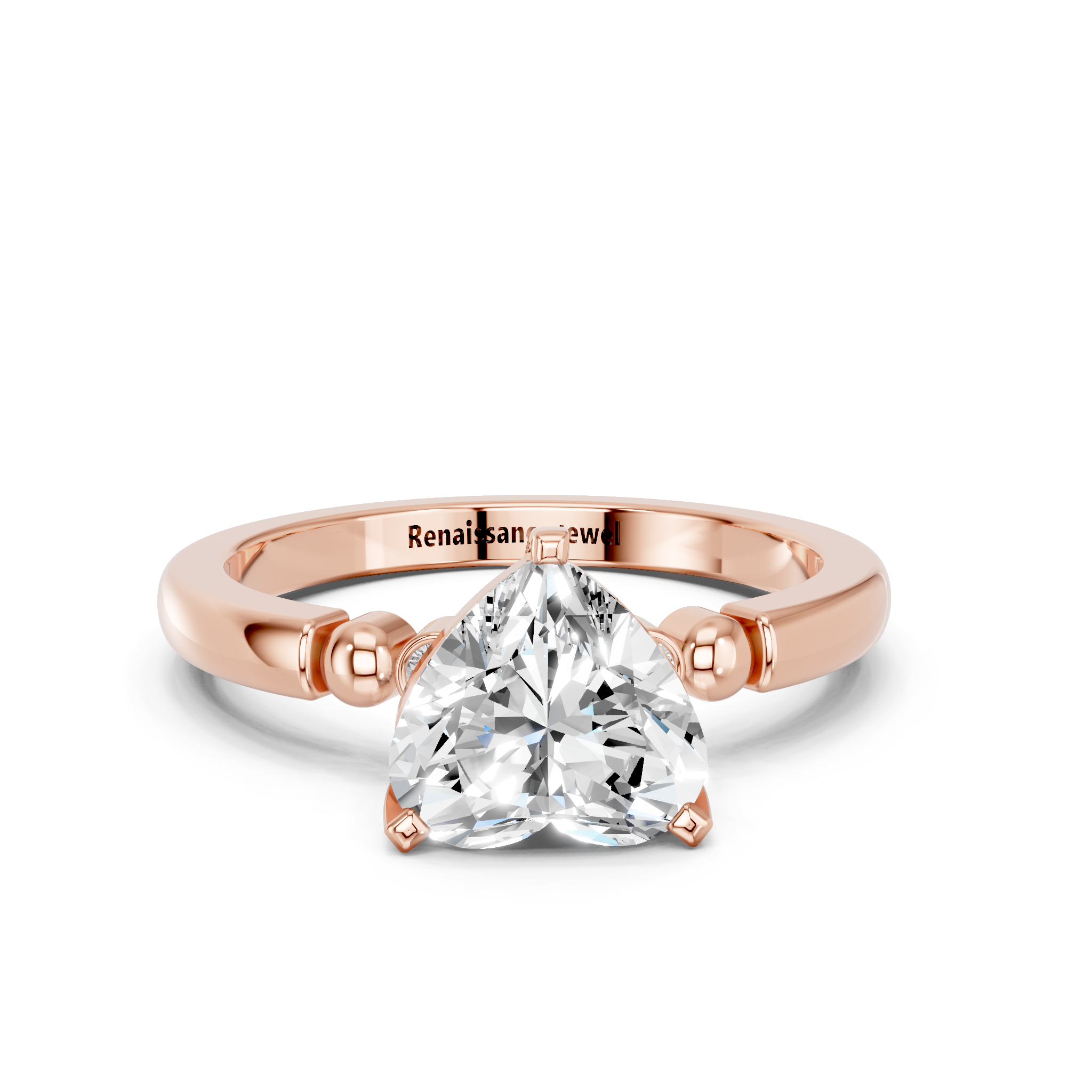 Rose gold Heart Solitaire Beaded Band with Four-Prong Setting_15
