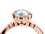 Rose gold Heart Solitaire Beaded Band with Four-Prong Setting_58