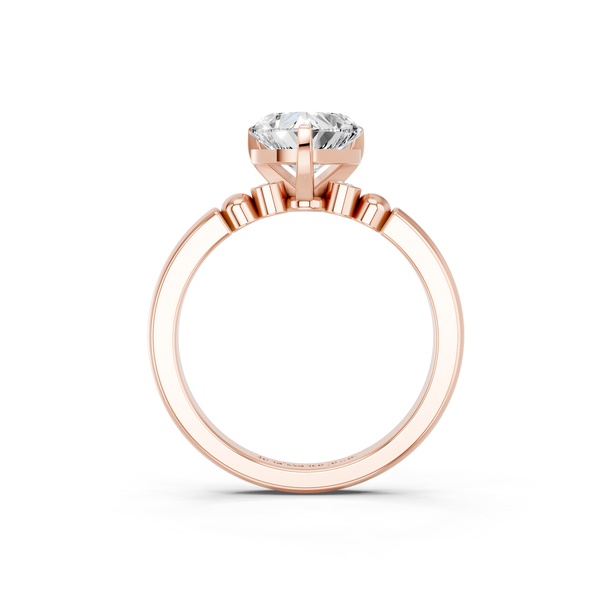 Rose gold Heart Solitaire Beaded Band with Four-Prong Setting_9