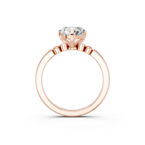 Rose gold Heart Solitaire Beaded Band with Four-Prong Setting_9