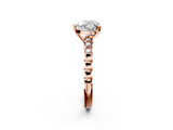 Rose gold Heart Solitaire Bezel Accent Diamond Engagement Ring with Beaded Band and Four-Prong Setting_58