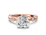 Rose gold Heart Solitaire Bezel-Set Diamond Ring with Beaded Band and Four-Prong Setting_55