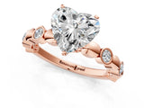 Rose gold Heart Solitaire Bezel-Set Diamond Ring with Beaded Band and Four-Prong Setting_56