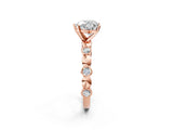 Rose gold Heart Solitaire Bezel-Set Diamond Ring with Beaded Band and Four-Prong Setting_57