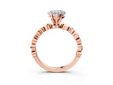 Rose gold Heart Solitaire Bezel-Set Diamond Ring with Beaded Band and Four-Prong Setting_58