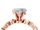 Rose gold Heart Solitaire Bezel-Set Diamond Ring with Beaded Band and Four-Prong Setting_59