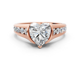 Rose gold Heart Solitaire Bezel-Set Diamond Ring with Channel-Set Band_37