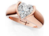 Rose gold Heart Solitaire Bezel Set Diamond Ring with Wide Band_4