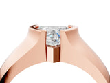 Rose gold Heart Solitaire Bezel Set Diamond Ring with Wide Band_7