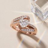 Rose gold Heart Solitaire Bypass Diamond Engagement Ring with Channel-Set Band and Four-Prong Setting_6