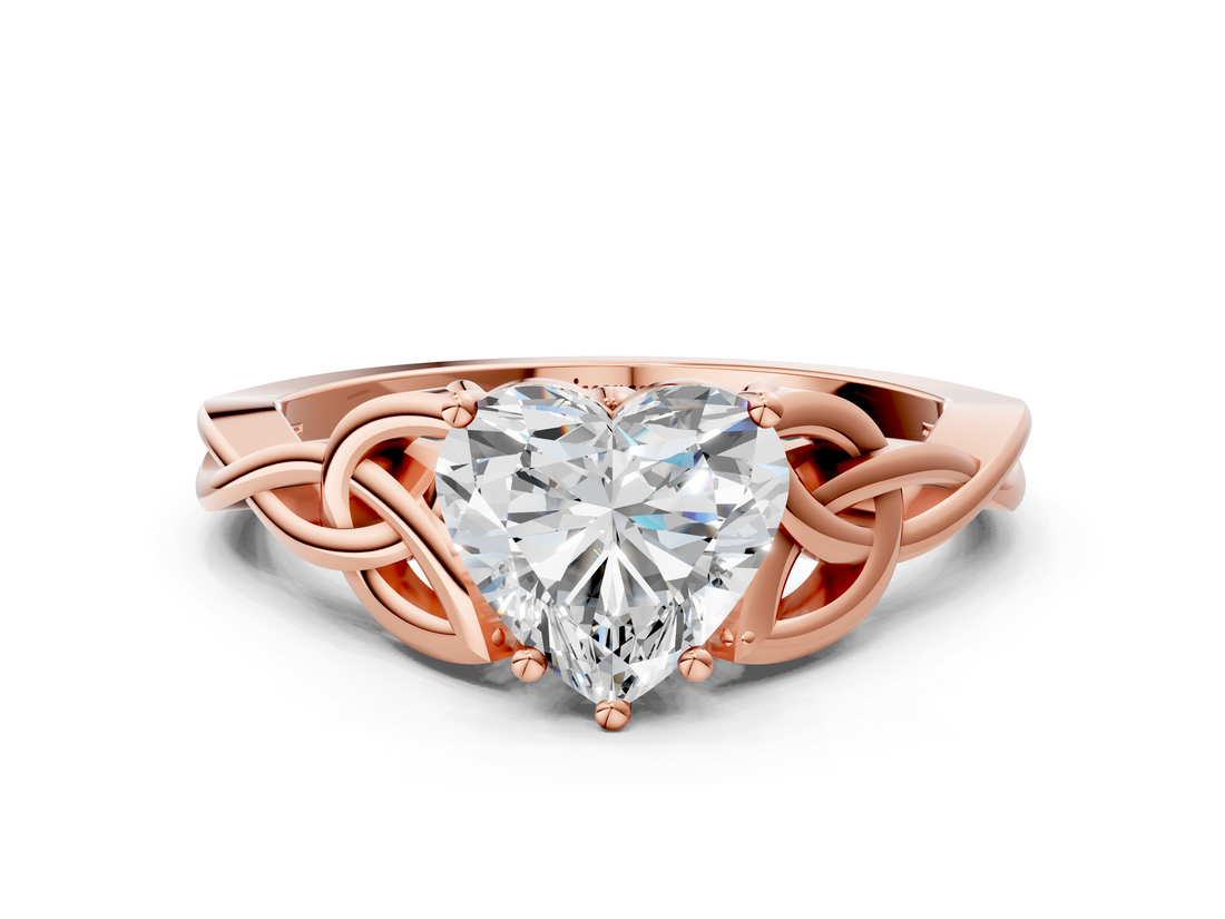 Rose gold Heart Solitaire Celtic Knot Engagement Ring with Four-Prong Setting_61