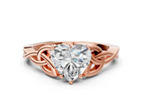 Rose gold Heart Solitaire Celtic Knot Engagement Ring with Four-Prong Setting_61