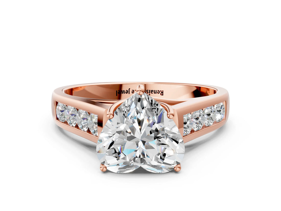 Rose gold Heart Solitaire Channel-Set Diamond Engagement Ring with Four-Prong Setting_31