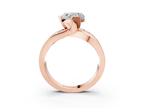 Rose gold Heart Solitaire Channel-Set Split Shank Ring with Tension Prong Setting