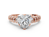 Rose gold Heart Solitaire Chevron Pave Diamond Engagement Ring with Six-Prong Setting_3