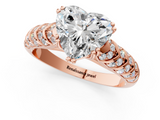 Rose gold Heart Solitaire Chevron Pave Diamond Engagement Ring with Six-Prong Setting_4