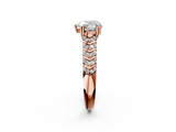 Rose gold Heart Solitaire Chevron Pave Diamond Engagement Ring with Six-Prong Setting_5