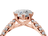 Rose gold Heart Solitaire Chevron Pave Diamond Engagement Ring with Six-Prong Setting_7