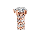 Rose gold Heart Solitaire Chevron Pave Diamond Engagement Ring with Six-Prong Setting_8
