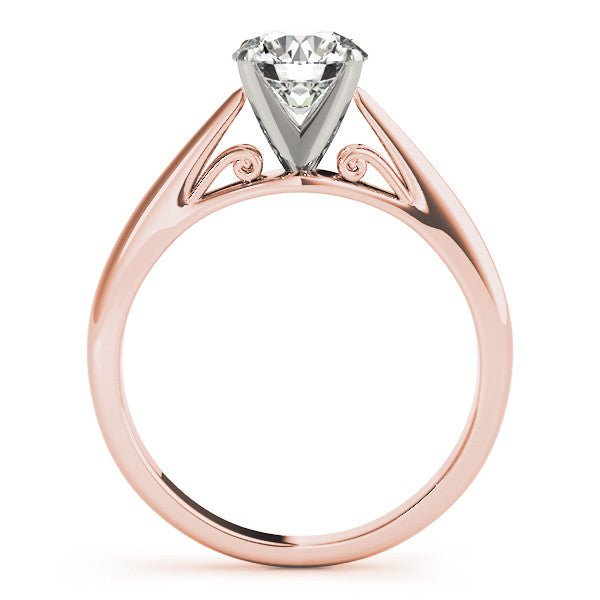 Rose gold Heart Solitaire Diamond Engagement Ring with Cathedral Setting and Four-Prong Mount on a Classic Band 1