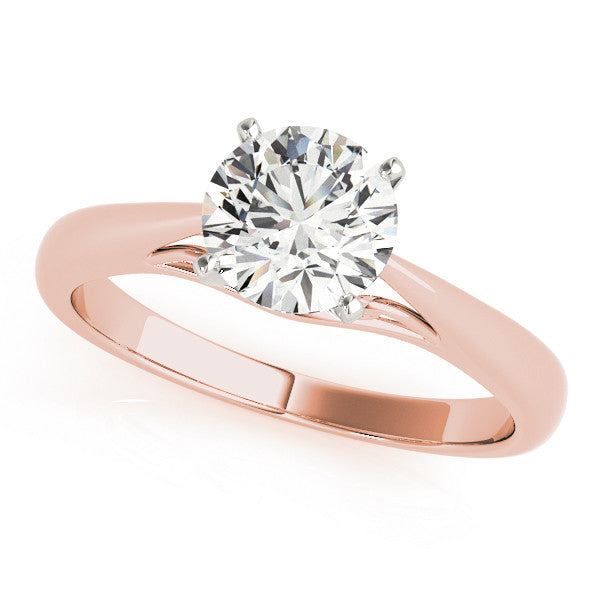 Rose gold Heart Solitaire Diamond Engagement Ring with Cathedral Setting and Four-Prong Mount on a Classic Band 2