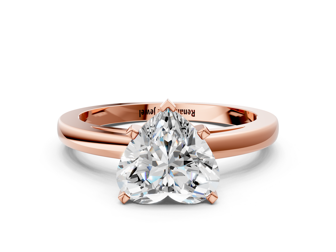 Rose gold Heart Solitaire Diamond Engagement Ring with Four-Prong Setting on a Classic Band_4