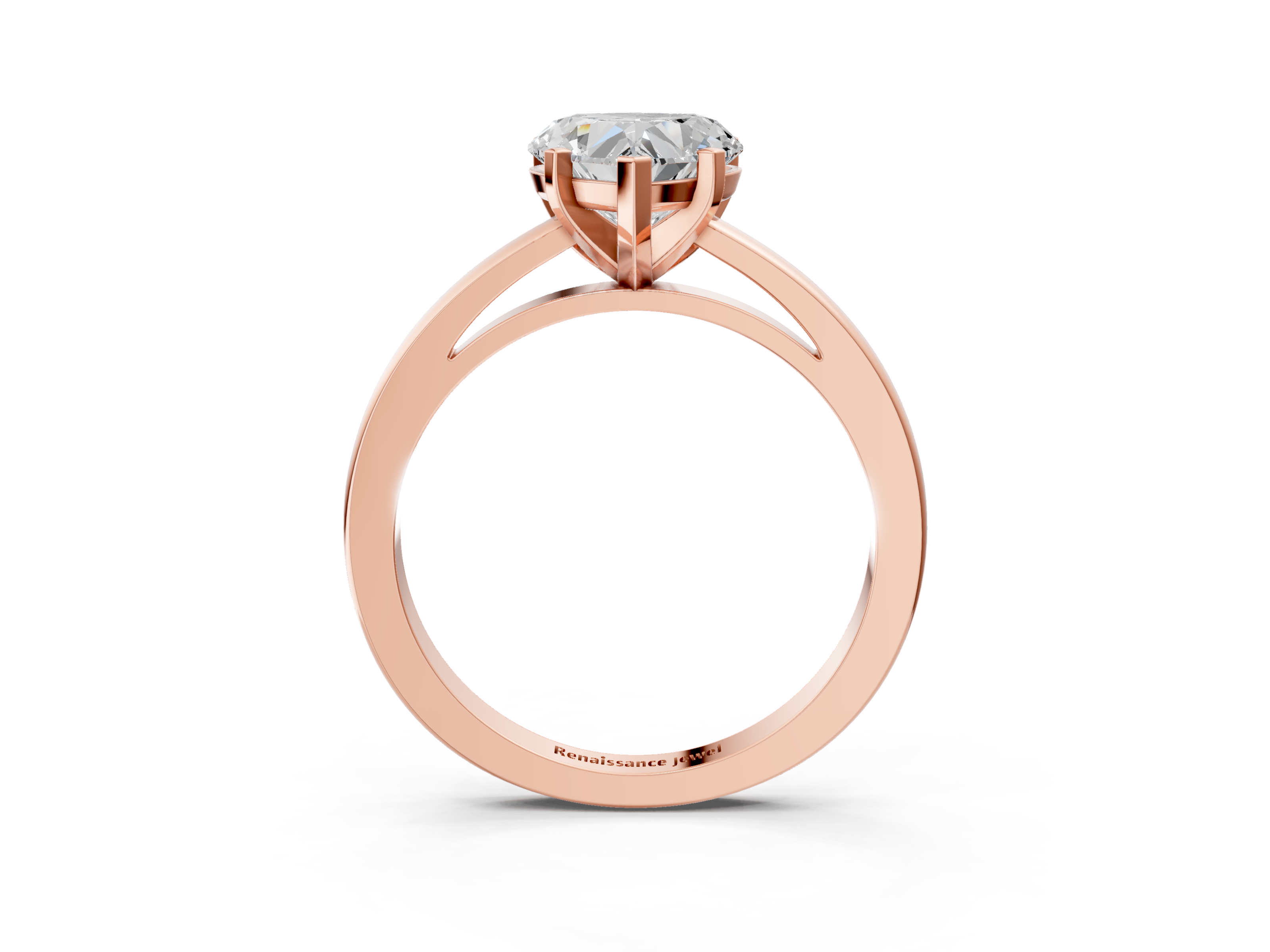 Rose gold Heart Solitaire Diamond Engagement Ring with Four-Prong Setting on a Classic Band_7