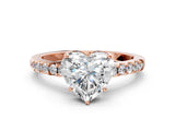Rose gold Heart Solitaire Diamond Engagement Ring with Pavé Band and Six-Prong Setting_27