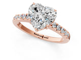 Rose gold Heart Solitaire Diamond Engagement Ring with Pavé Band and Six-Prong Setting_28