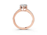 Rose gold Heart Solitaire Diamond Engagement Ring with Pavé Band and Six-Prong Setting_30