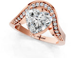 Rose gold Heart Solitaire Diamond Engagement Ring with Pave Band and Four-Prong Setting 2