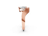 Rose gold Heart Solitaire Diamond Engagement Ring with Pave Band and Four-Prong Setting 3