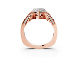 Rose gold Heart Solitaire Diamond Engagement Ring with Pave Band and Four-Prong Setting 4