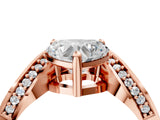Rose gold Heart Solitaire Diamond Engagement Ring with Pave Band and Four-Prong Setting 5