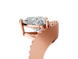 Rose gold Heart Solitaire Diamond Engagement Ring with Pave Band and Four-Prong Setting