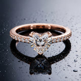 Rose gold Heart Solitaire Diamond Engagement Ring with Pave Band and Six-Prong Setting_15