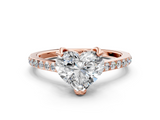 Rose gold Heart Solitaire Diamond Engagement Ring with Pave Band and Six-Prong Setting_41