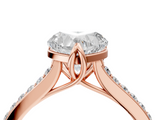 Rose gold Heart Solitaire Diamond Engagement Ring with Pave Band and Six-Prong Setting_45