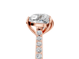 Rose gold Heart Solitaire Diamond Engagement Ring with Pave Band and Six-Prong Setting_46