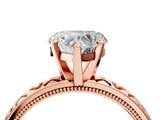 Rose gold Heart Solitaire Diamond Engagement Ring with XO Engraved Band and Four-Prong Setting 4