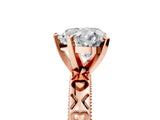 Rose gold Heart Solitaire Diamond Engagement Ring with XO Engraved Band and Four-Prong Setting 5