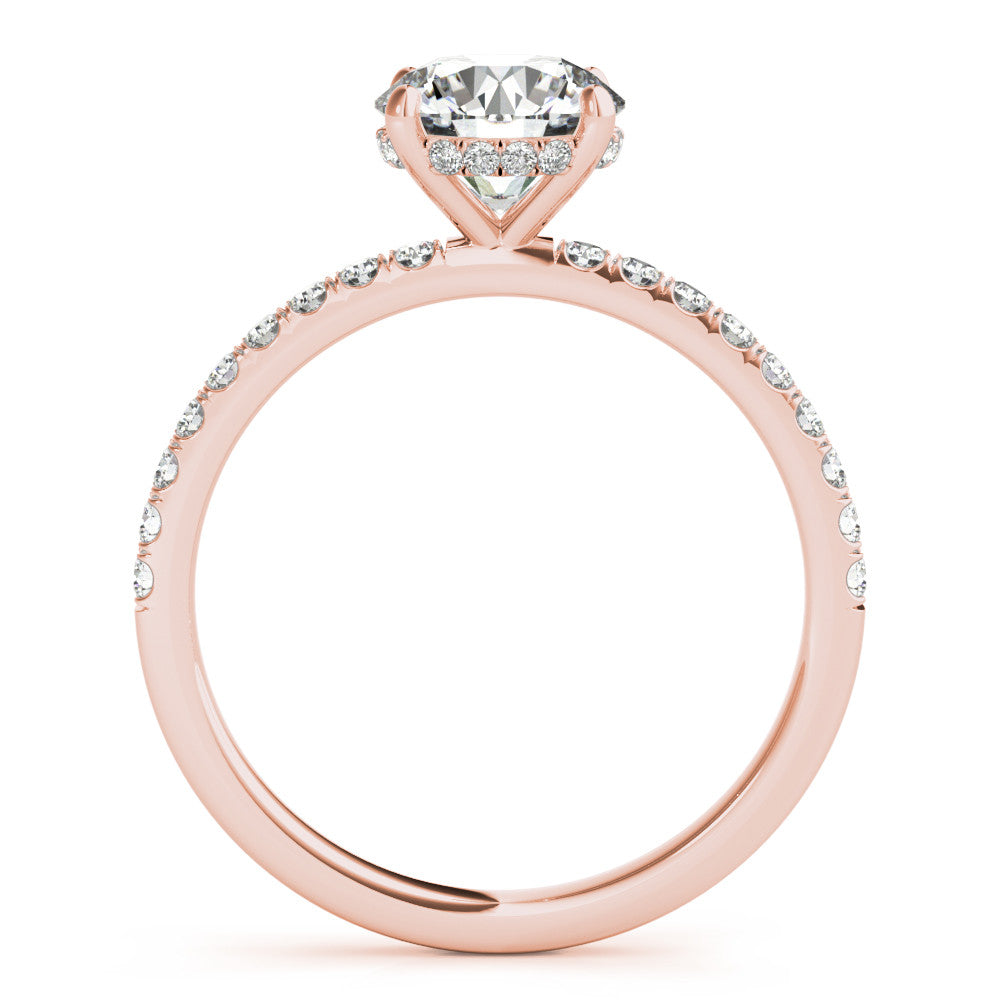 Rose gold Heart Solitaire Diamond Pavé Band with Four-Prong Setting 1